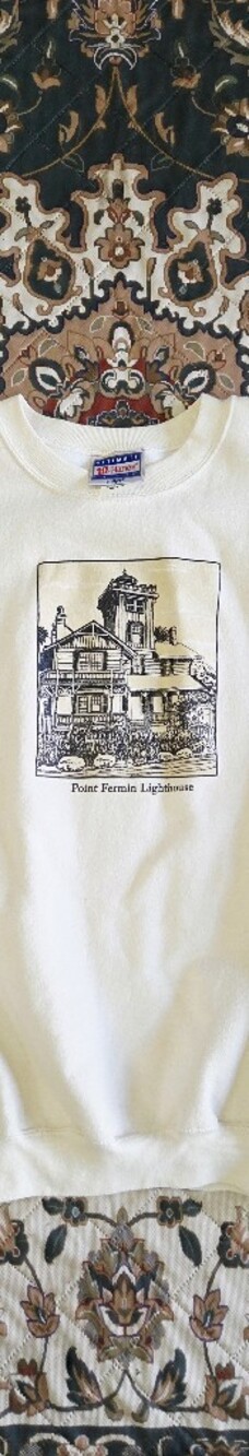 Point Fermin Lighthouse Graphic Crewneck Sweater -cream vintage medium - Picture 5 of 8
